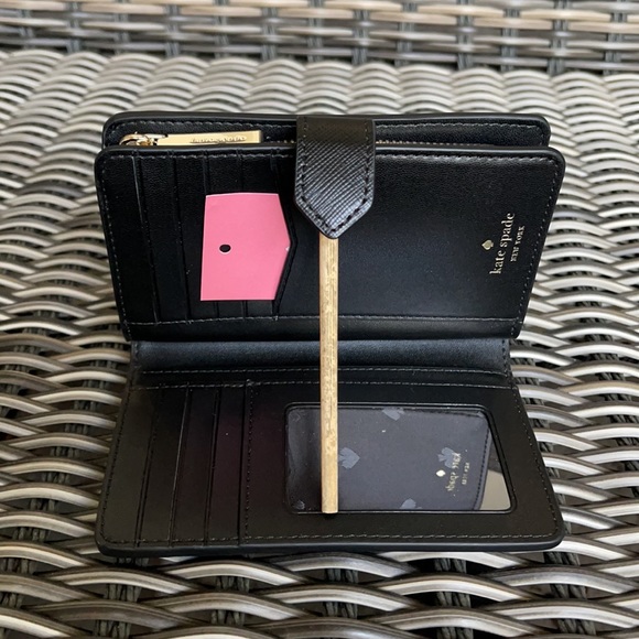 Kate Spade Staci Ditsy Buds Medium Compact Bifold Wallet wlr00608 Black Multi - Picture 12 of 16